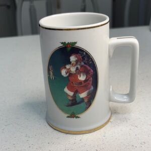 VintageCoca Cola White Mug with Gold Trim